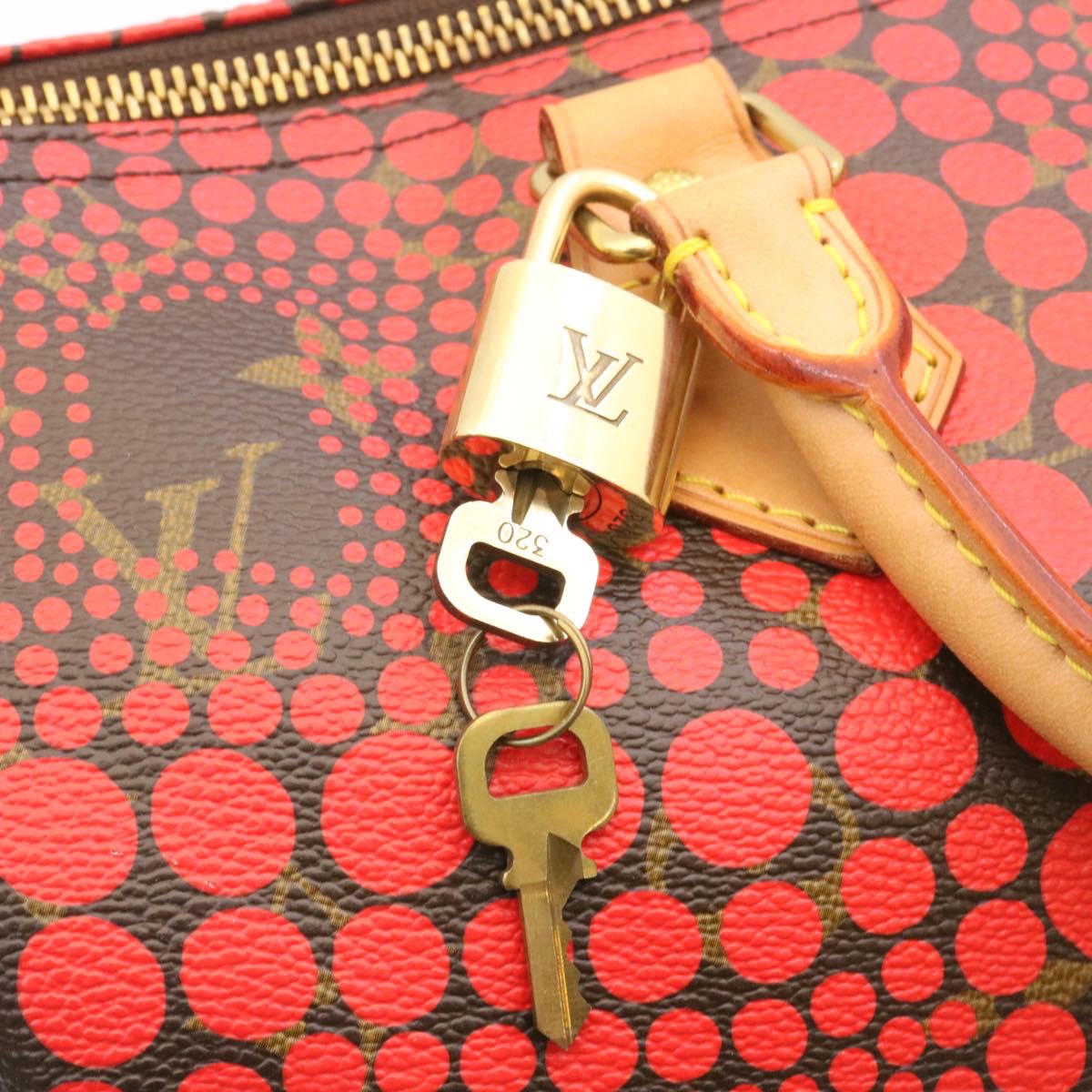 LOUIS VUITTON Monogram Dot Infinity Speedy 30 Kusama Red M40693 LV 28653S