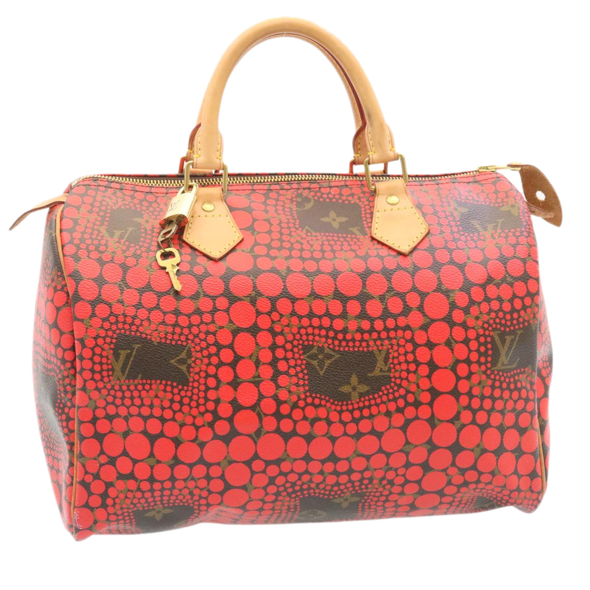LOUIS VUITTON Monogram Dot Infinity Speedy 30 Kusama Red M40693 LV 28653S