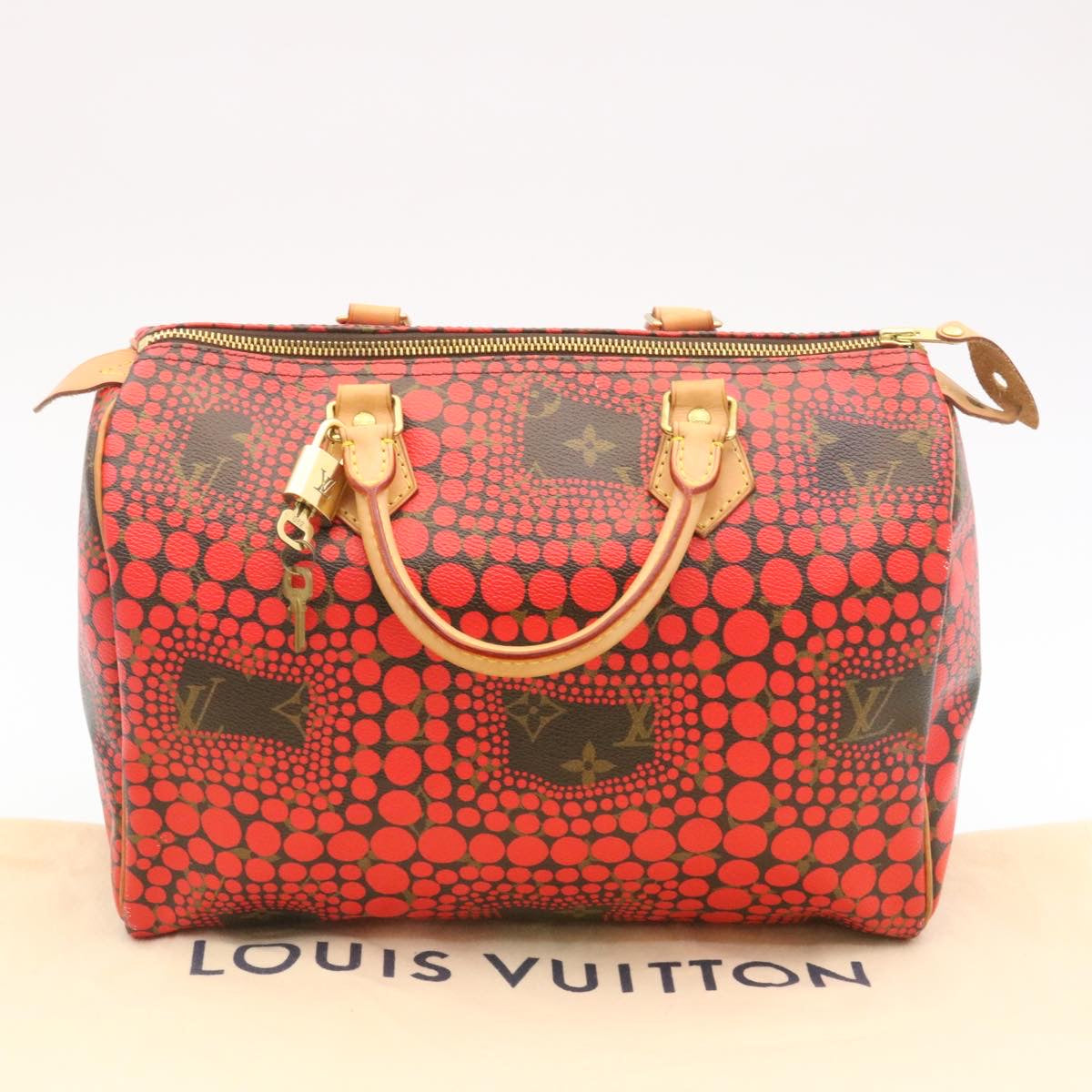 LOUIS VUITTON Monogram Dot Infinity Speedy 30 Kusama Red M40693 LV 28653S