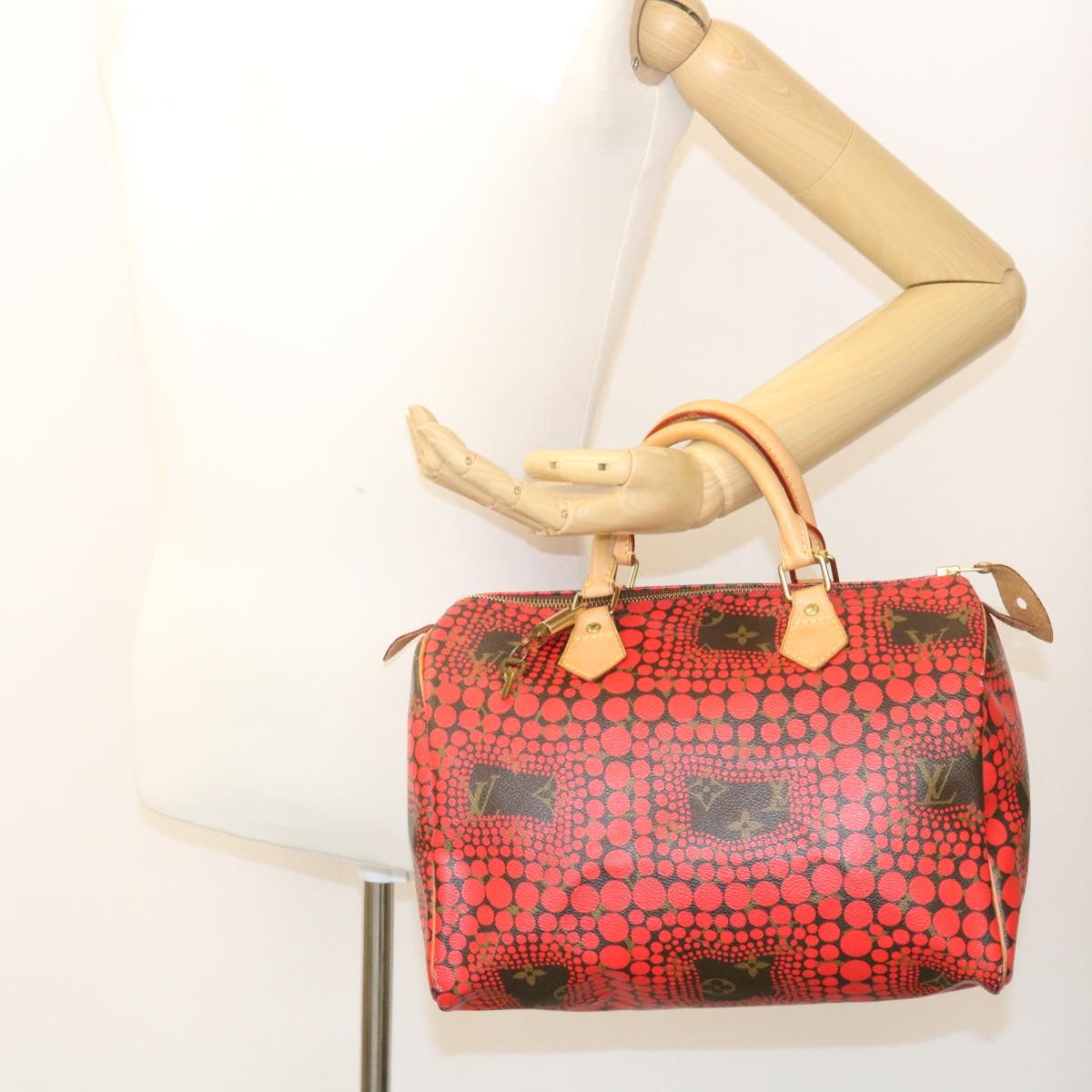 LOUIS VUITTON Monogram Dot Infinity Speedy 30 Kusama Red M40693 LV 28653S
