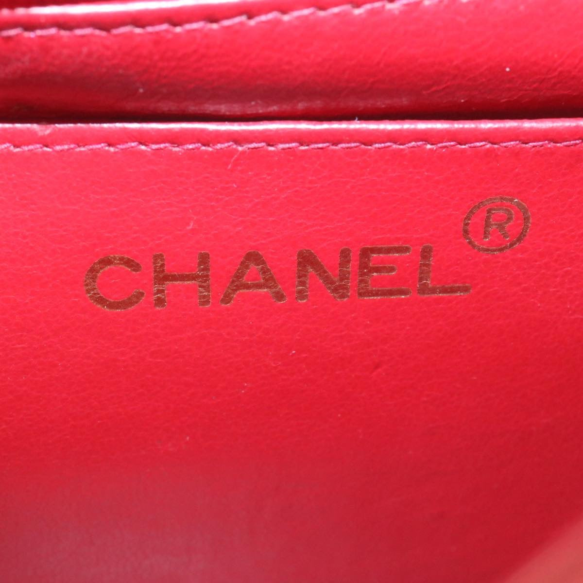 CHANEL Matelasse Chain Flap Shoulder Bag Lamb Skin Turn Lock Red CC  28661A