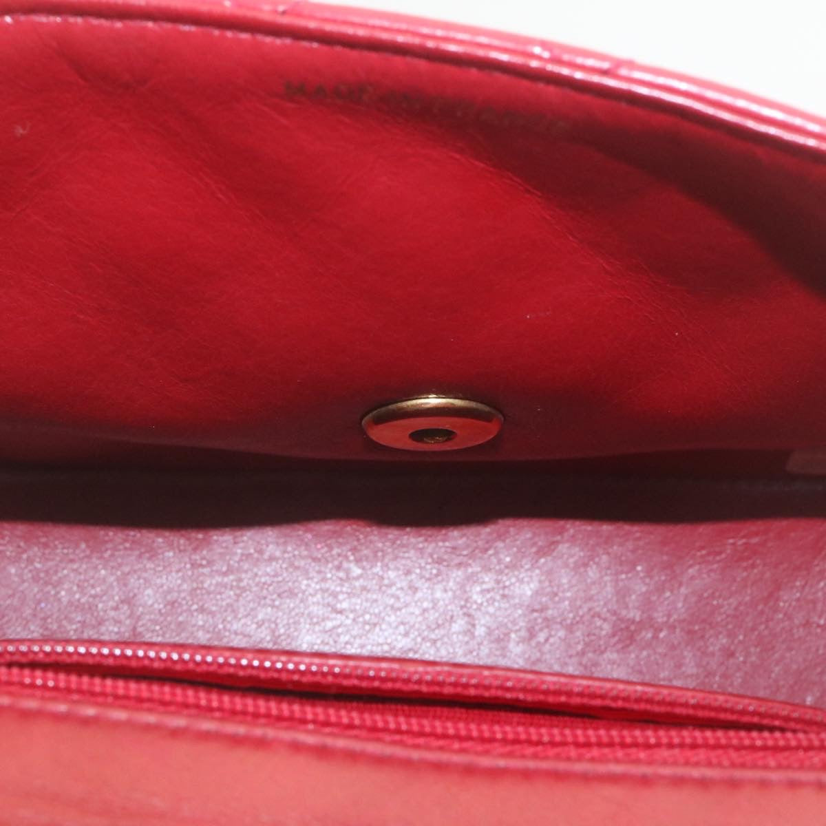 CHANEL Matelasse Chain Flap Shoulder Bag Lamb Skin Turn Lock Red CC  28661A