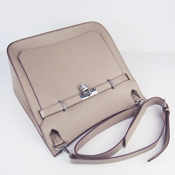 Luxury Hermes Leather Shoulder bag H6508 grey silver