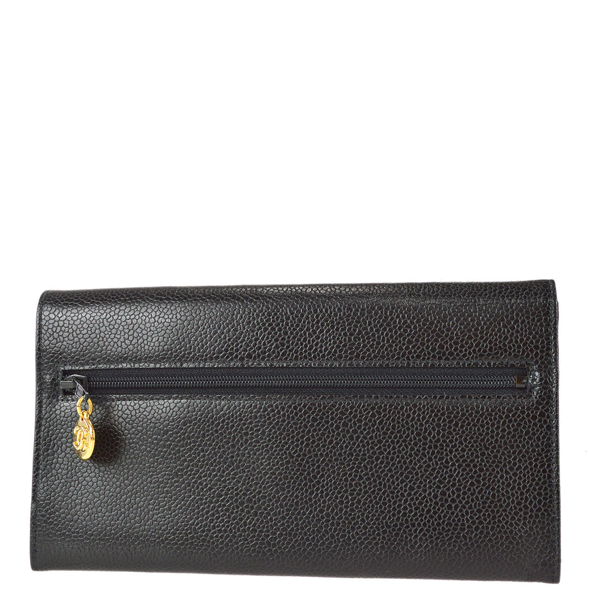Luxury Chanel 1997-1999 Timeless Long Wallet Black Caviar