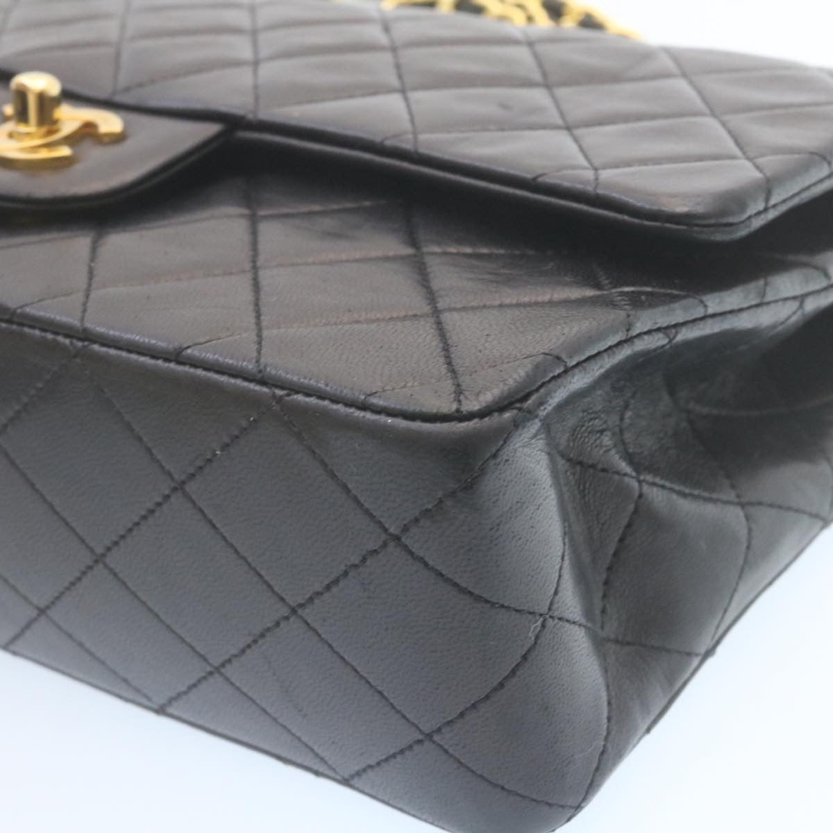 CHANEL Classic Matelasse 25 Chain Flap Shoulder Bag Lamb Skin Black  29001A