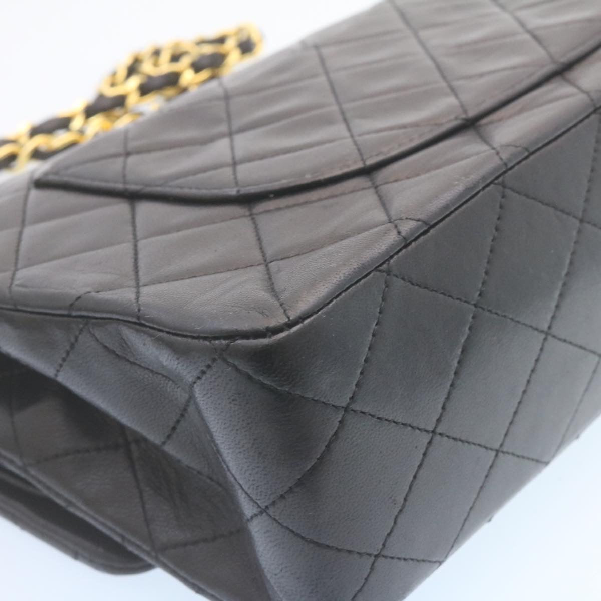 CHANEL Classic Matelasse 25 Chain Flap Shoulder Bag Lamb Skin Black  29001A