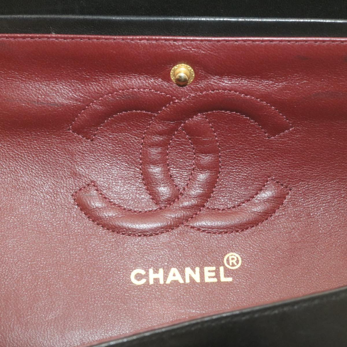 CHANEL Classic Matelasse 25 Chain Flap Shoulder Bag Lamb Skin Black  29001A