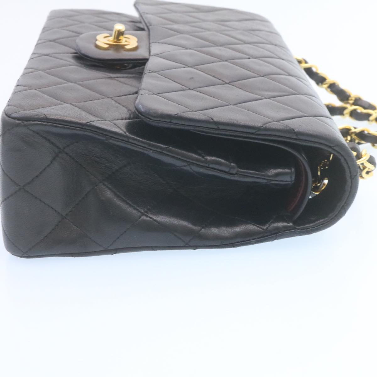 CHANEL Classic Matelasse 25 Chain Flap Shoulder Bag Lamb Skin Black  29001A