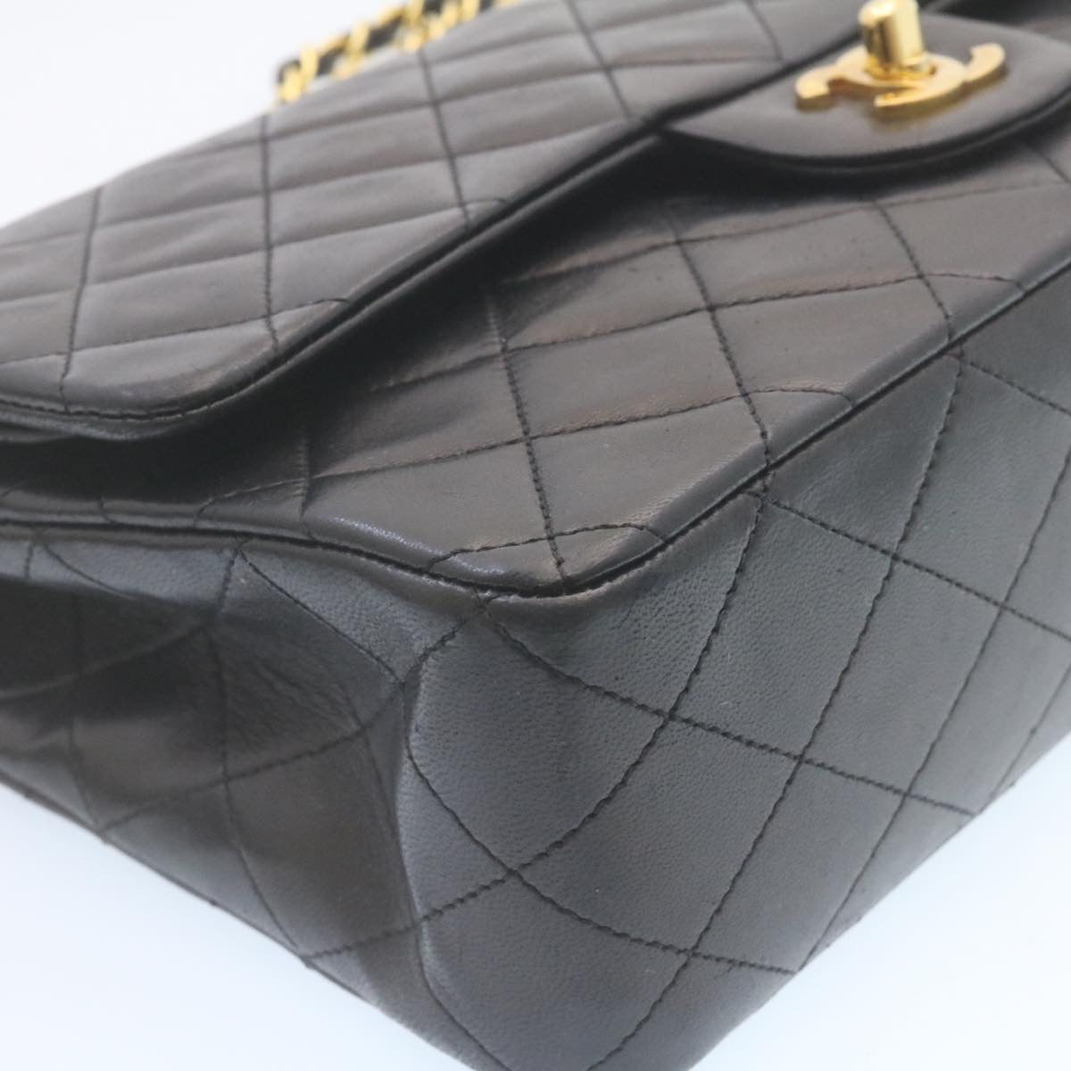 CHANEL Classic Matelasse 25 Chain Flap Shoulder Bag Lamb Skin Black  29001A