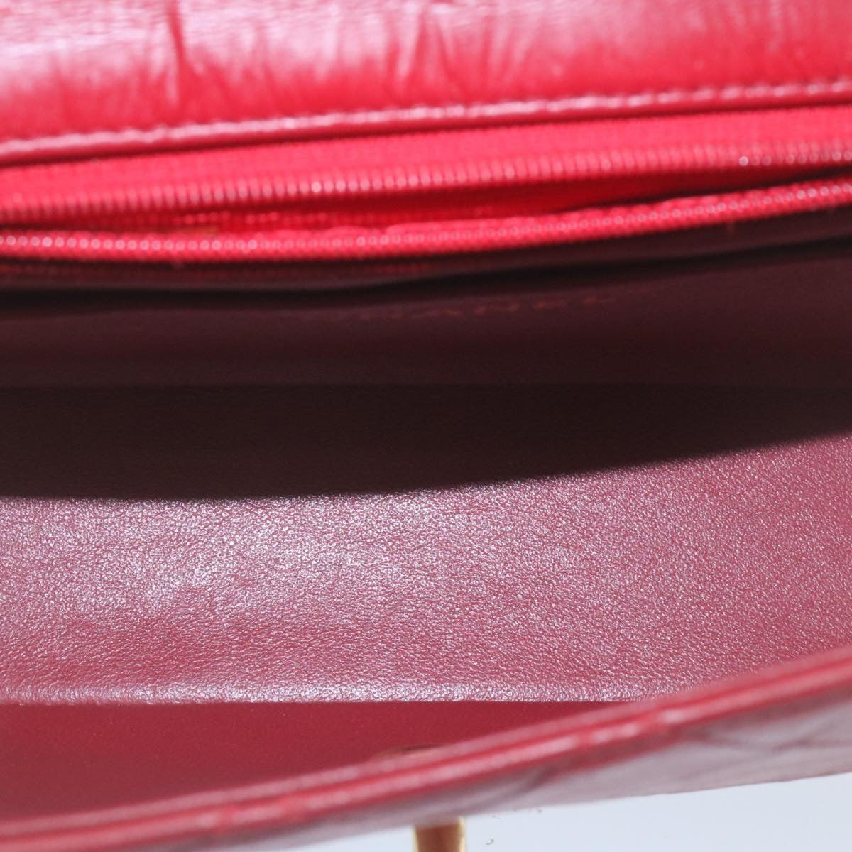 CHANEL Matelasse Chain Flap Shoulder Bag Lamb Skin Turn Lock Red CC  29038
