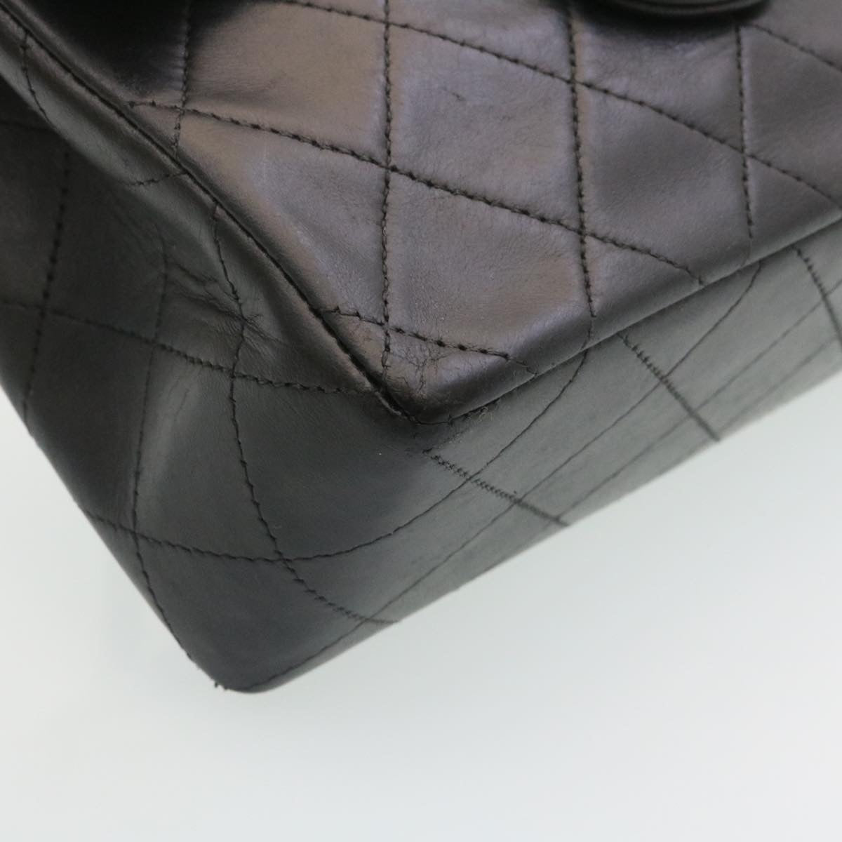 CHANEL Mini Matelasse Chain Flap Shoulder Bag Lamb Skin Black Gold  29069A