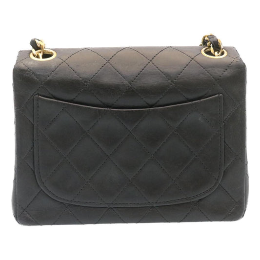 CHANEL Mini Matelasse Chain Flap Shoulder Bag Lamb Skin Black Gold  29069A