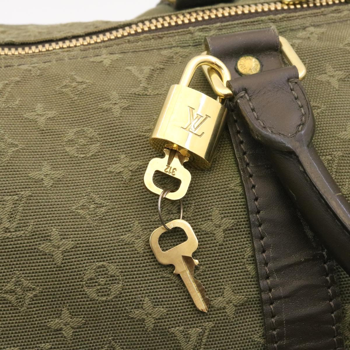 LOUIS VUITTON Monogram Mini Keepall Bandouliere55 Boston Bag Khaki 29090S