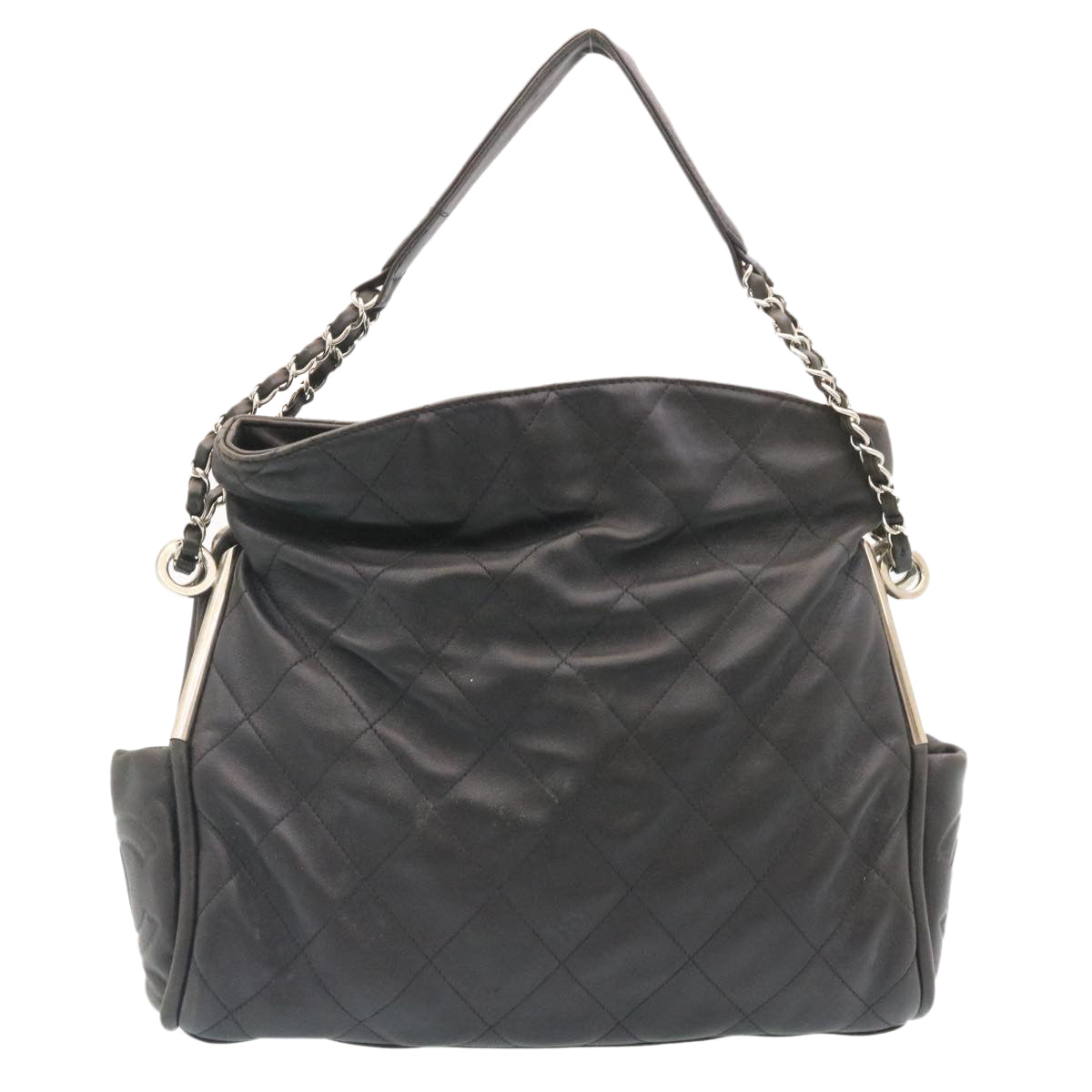 Luxury Chanel Matelasse Chain Shoulder Bag Leather Black CC  29121A