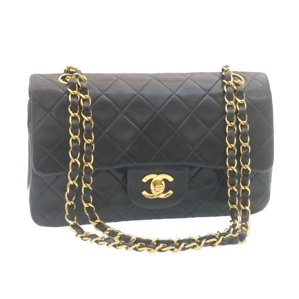 CHANEL Classic Matelasse 23 Chain Flap Shoulder Bag Lamb Skin Black  29130A