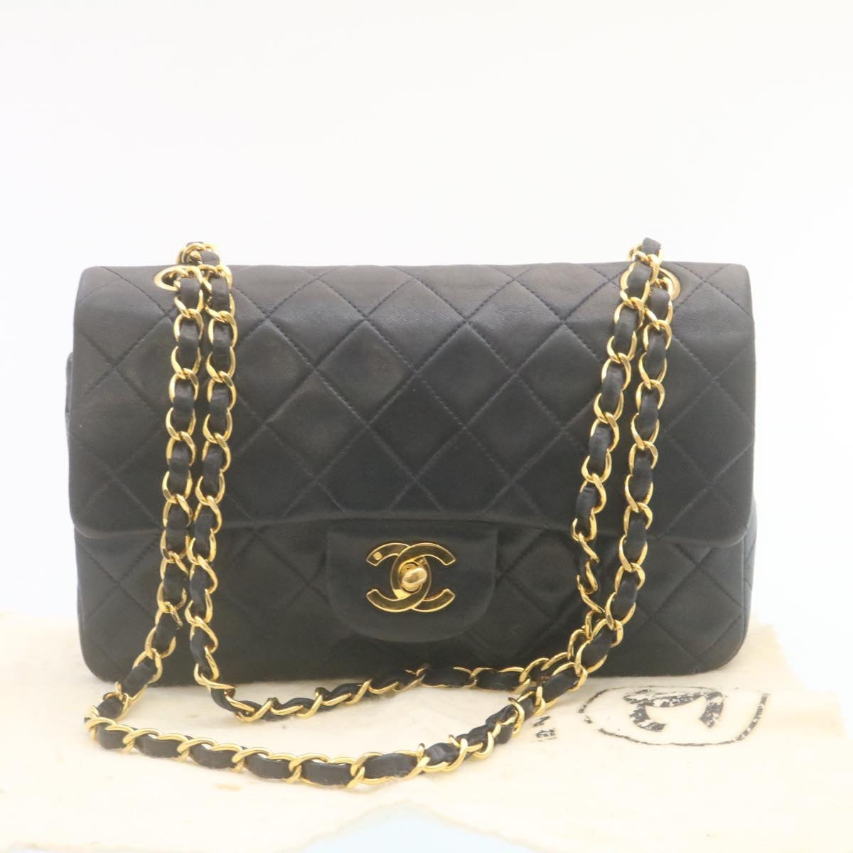 CHANEL Classic Matelasse 23 Chain Flap Shoulder Bag Lamb Skin Black  29130A