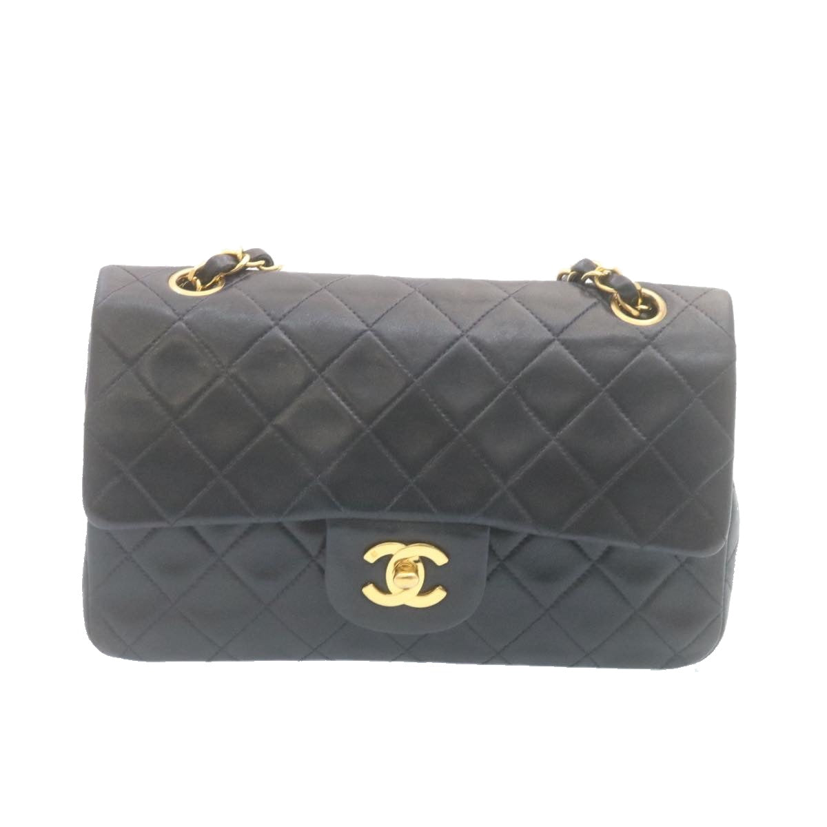CHANEL Classic Matelasse 23 Chain Flap Shoulder Bag Lamb Skin Black  29130A
