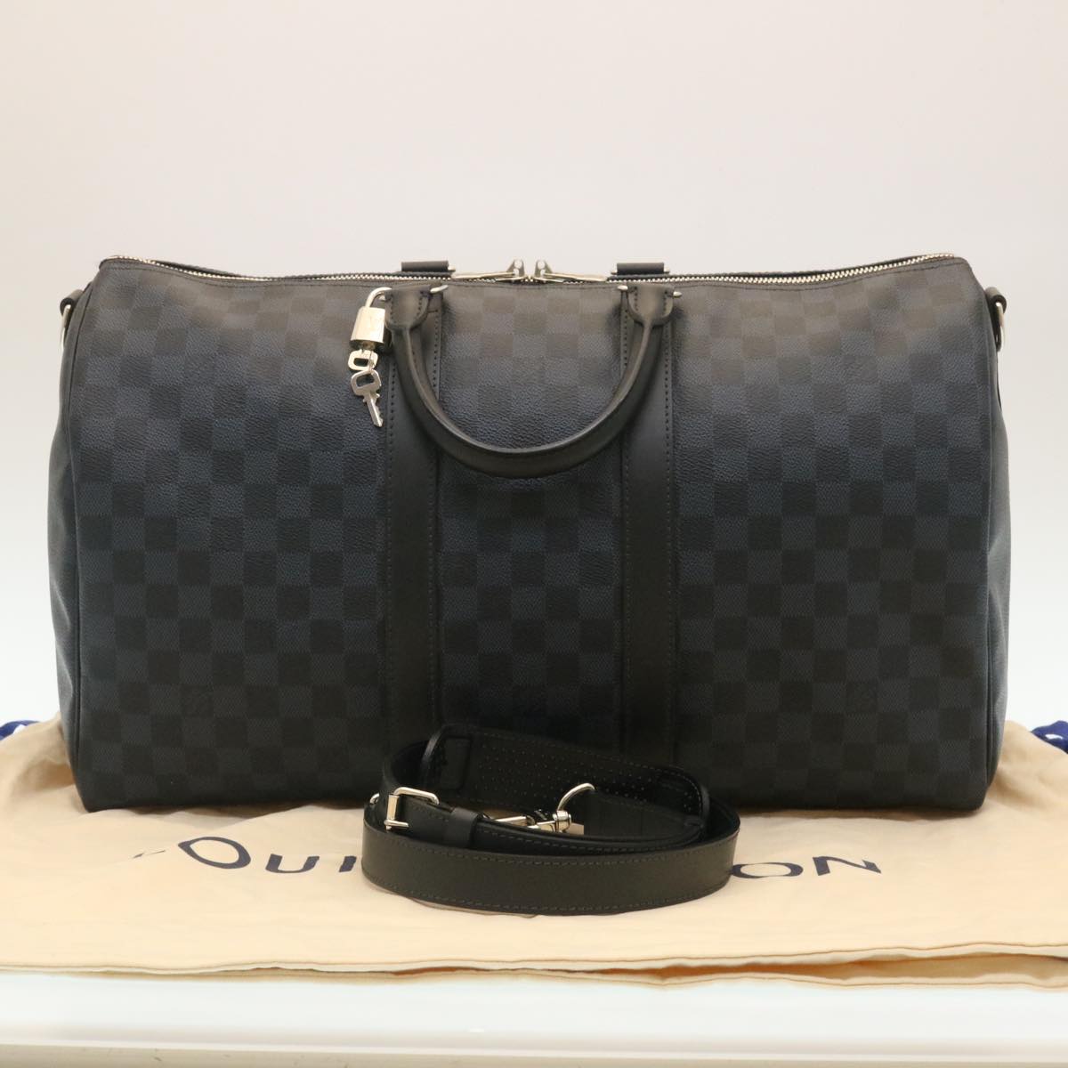 LOUIS VUITTON Damier Cobalt Keepall Bandouliere 45 Boston Bag N41349 29189S