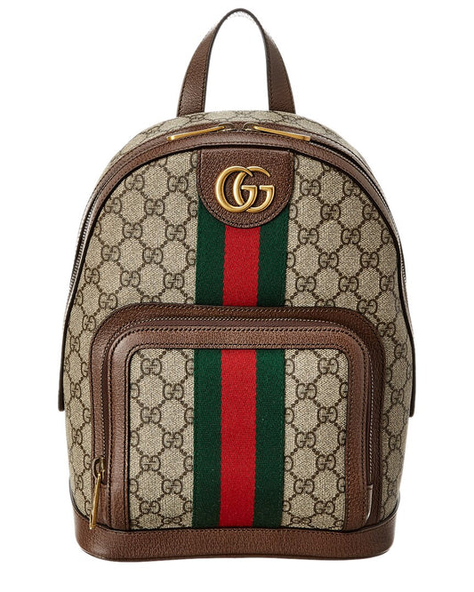 Luxury Gucci Trending 2025 Ophidia Small GG Supreme Canvas & Leather Backpack, Brown
