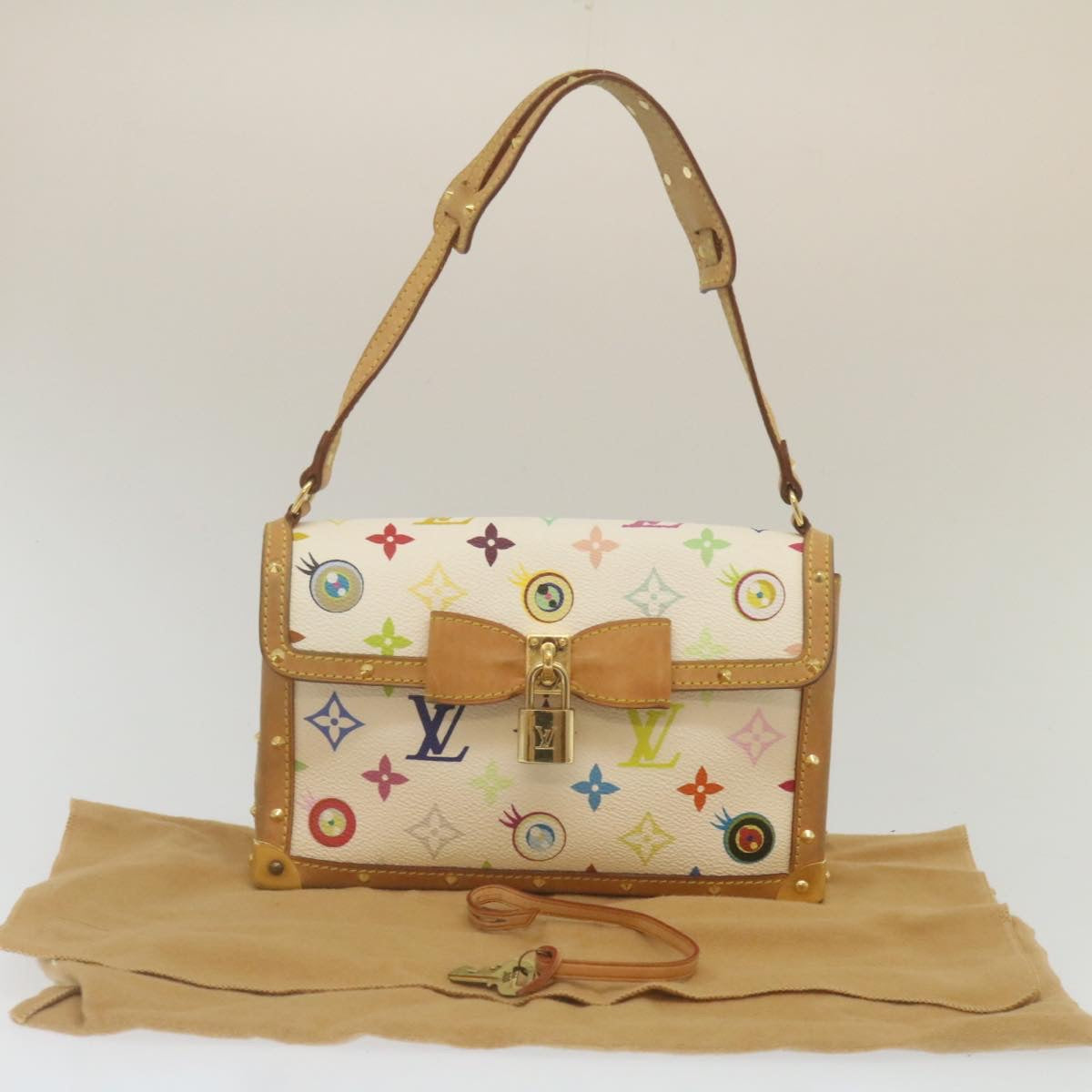 LOUIS VUITTON Monogram Pochette Eye Miss You Hand Bag White M92055 29328A