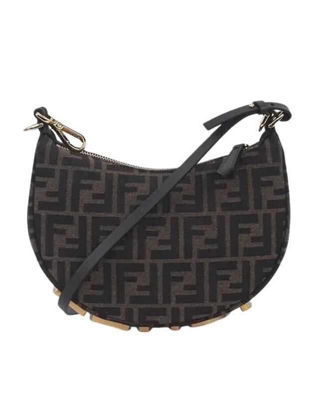 Luxury Fendi FF Jacquard Fabric Mini Cross Bag Brown