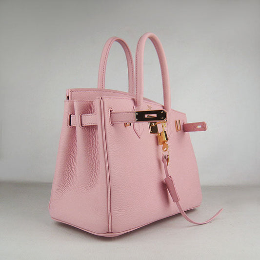 Luxury Hermes Birkin 30cm Togo Leather Handbags Pink Golden