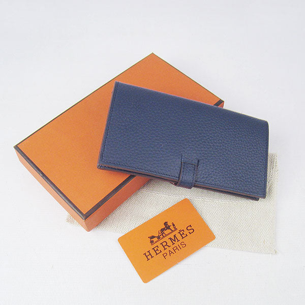 Luxury Hermes Wallet H015 Ladies Cow Leather Blue