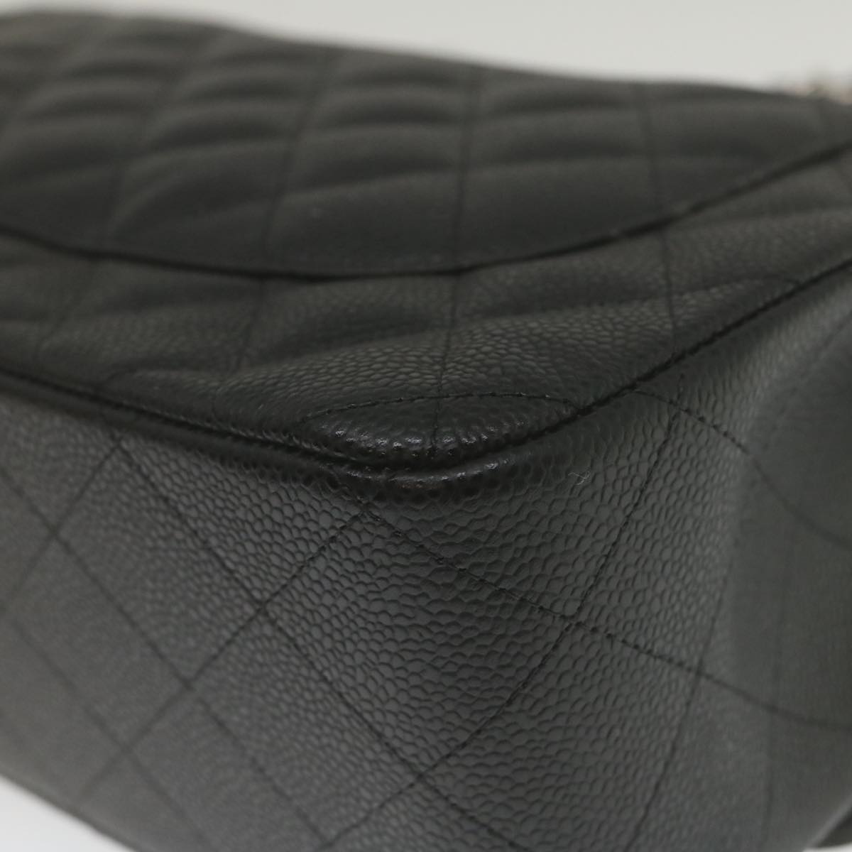 CHANEL Caviar Skin Chain Double Flap Big Matelasse ShoulderBag Black  29507A