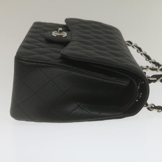 CHANEL Caviar Skin Chain Double Flap Big Matelasse ShoulderBag Black  29507A
