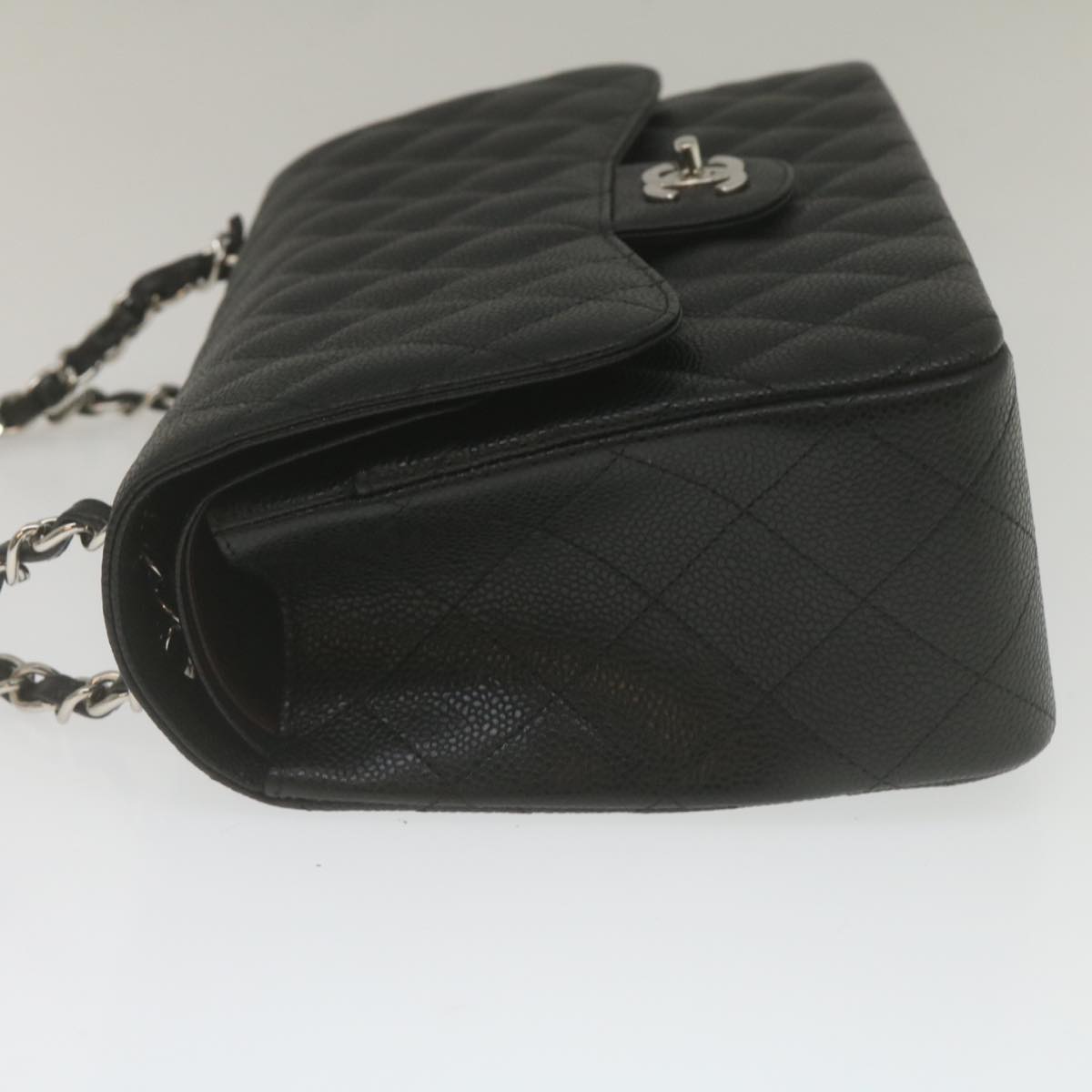 CHANEL Caviar Skin Chain Double Flap Big Matelasse ShoulderBag Black  29507A