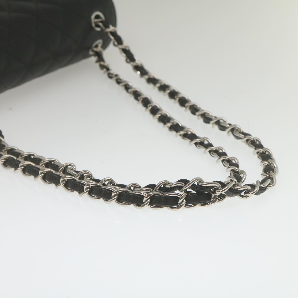 CHANEL Caviar Skin Chain Double Flap Big Matelasse ShoulderBag Black  29507A