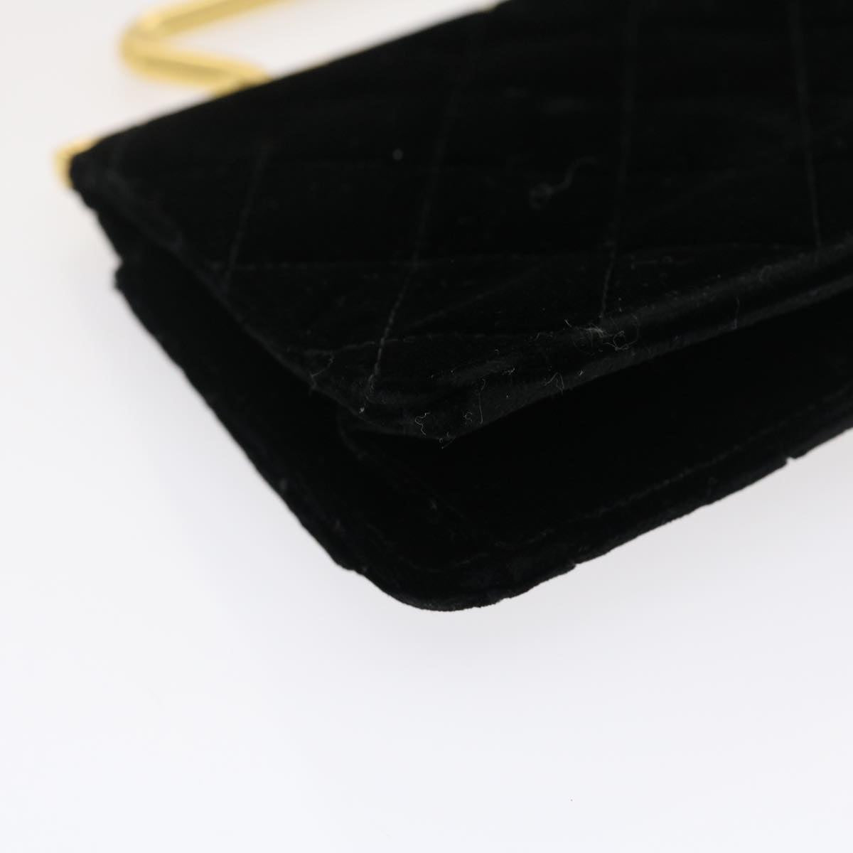 CHANEL Turn Lock Flap Matelasse Hand Bag velvet Black Gold CC  29565A