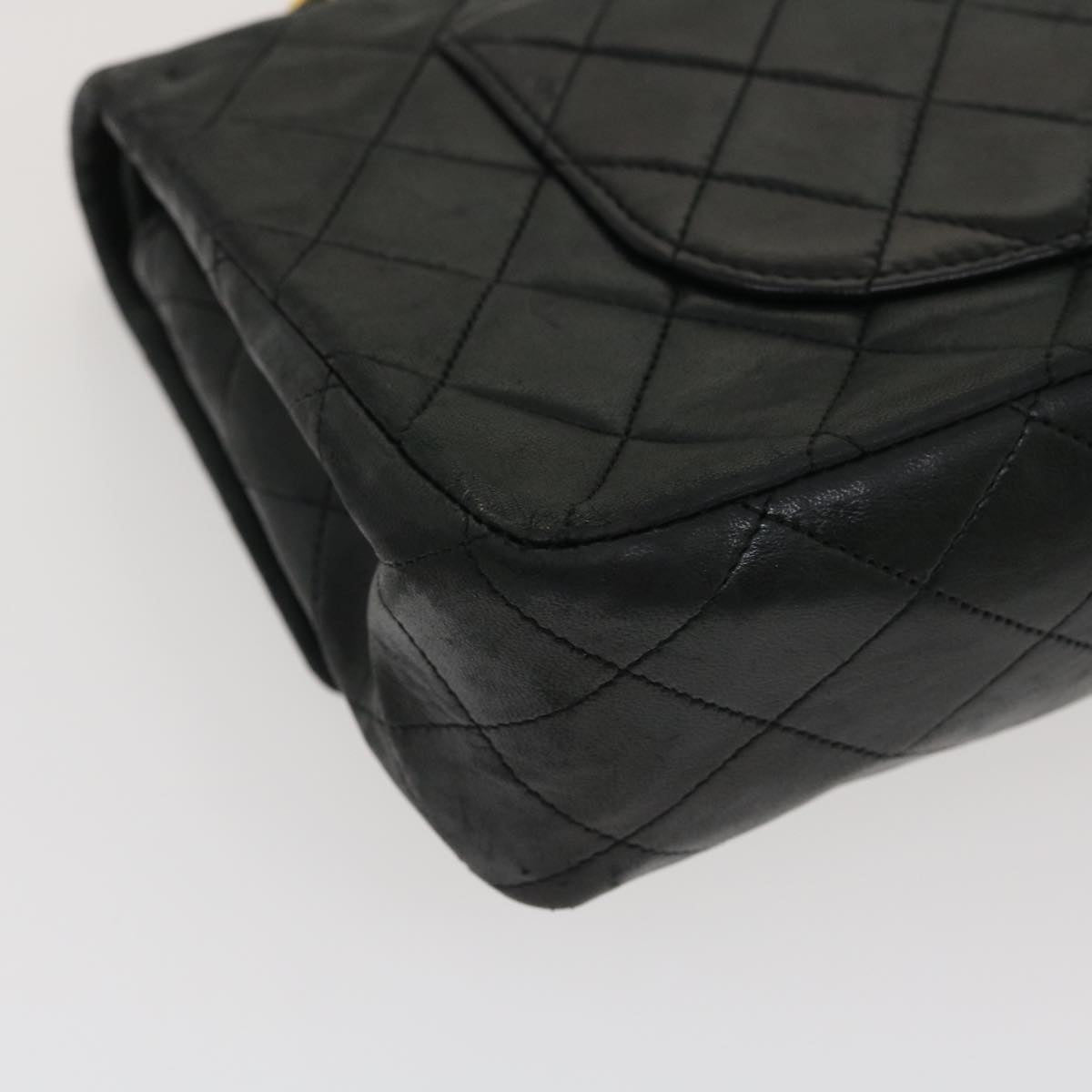 CHANEL Classic Matelasse 25 Chain Flap Shoulder Bag Lamb Skin Black  29592A