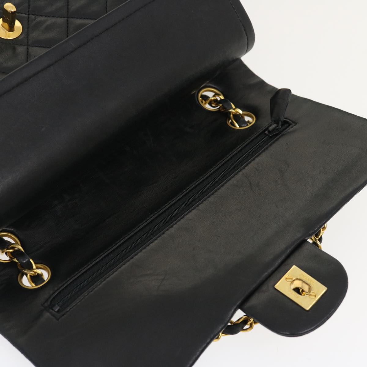 CHANEL Classic Matelasse 25 Chain Flap Shoulder Bag Lamb Skin Black  29592A
