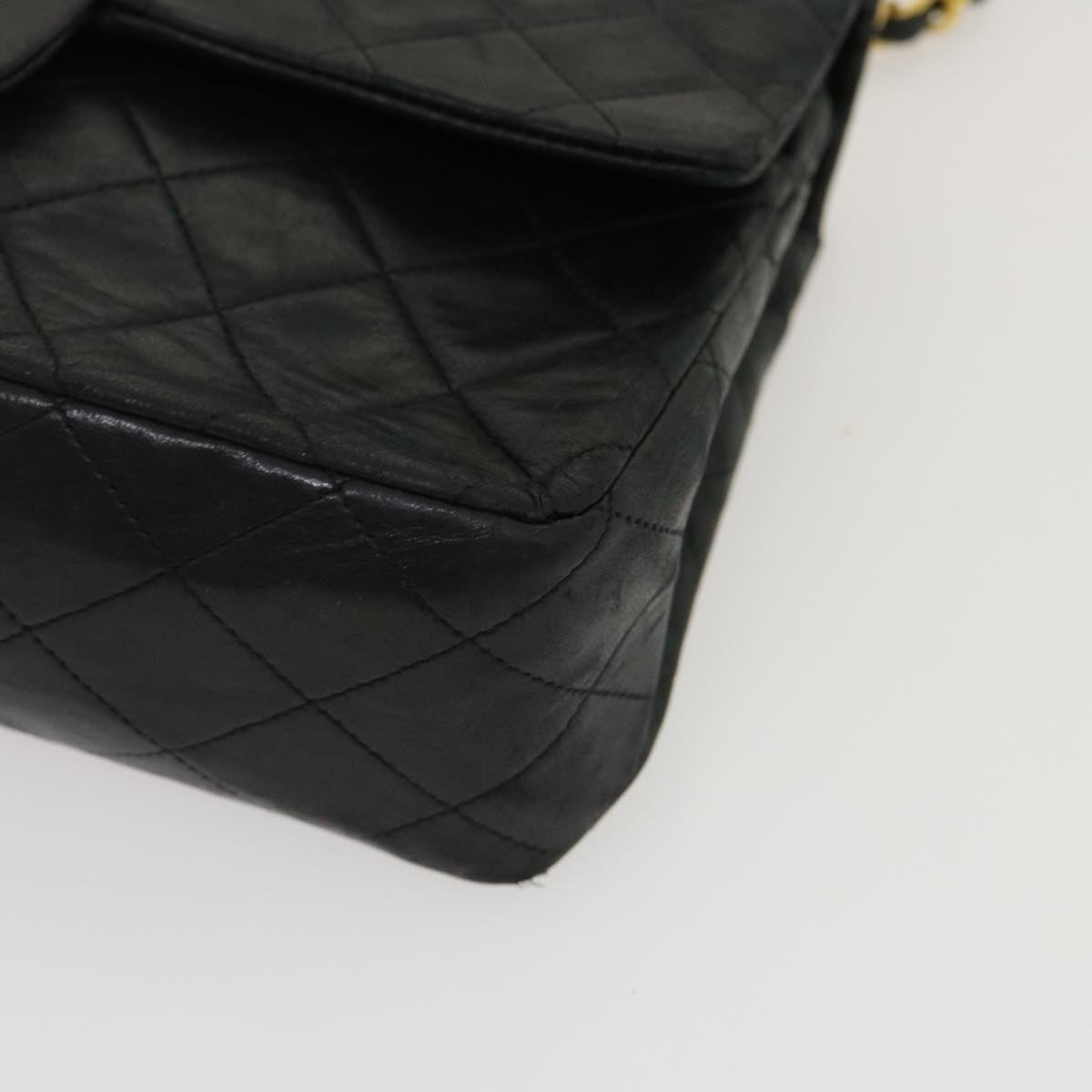 CHANEL Classic Matelasse 25 Chain Flap Shoulder Bag Lamb Skin Black  29592A