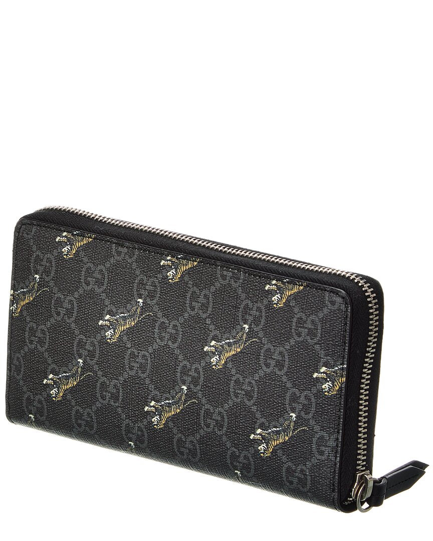 Luxury Gucci Trending 2025 GG Tigers Supreme Canvas Zip Around Wallet