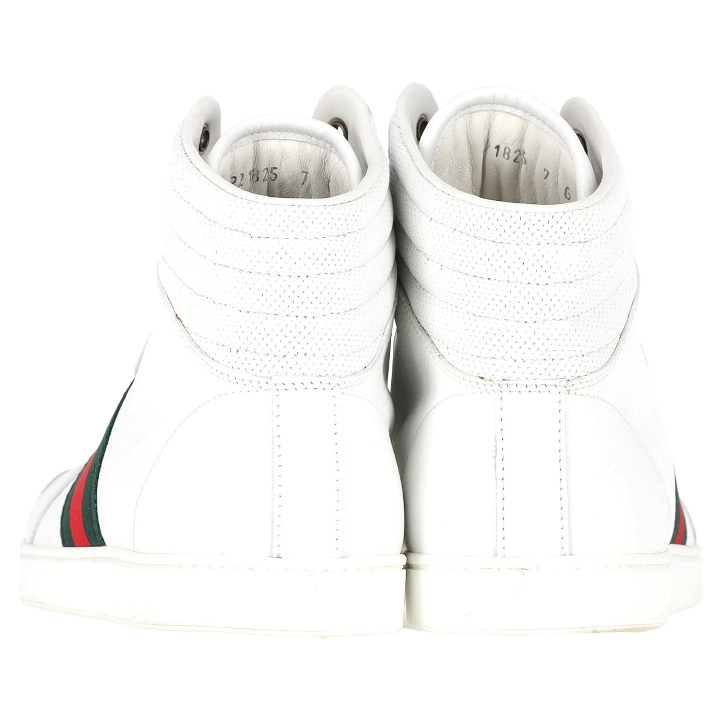 Gucci Web Detail High Top Sneakers in White Leather