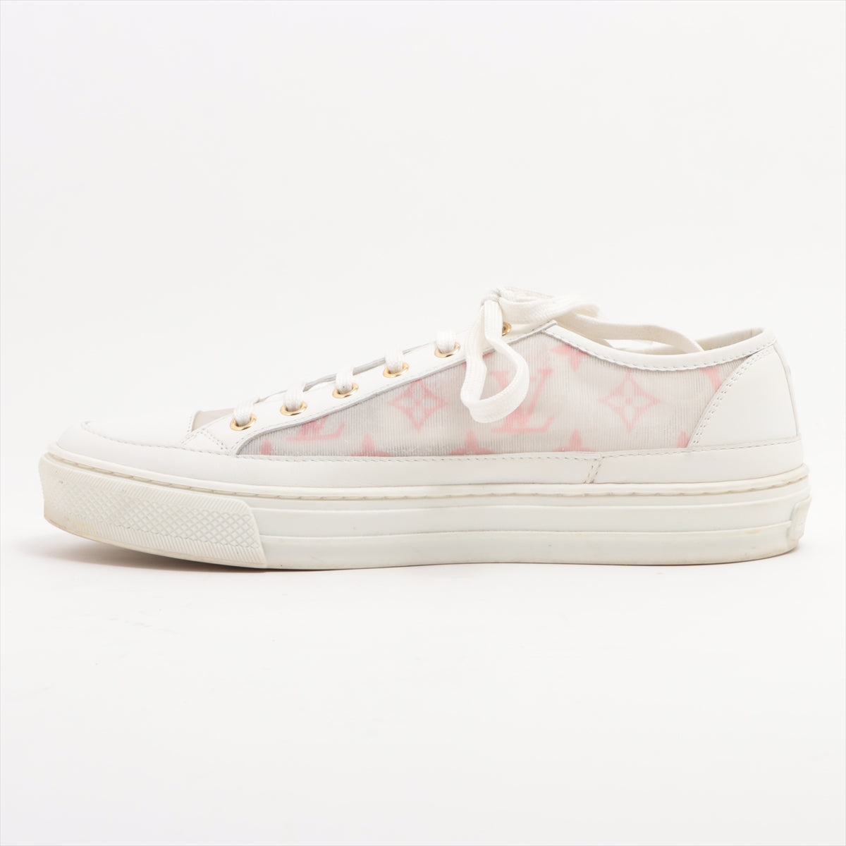 Louis Vuitton 20 Years Mesh  Leather Trainers 39 1/2  White × Pink LD0220 Monogram