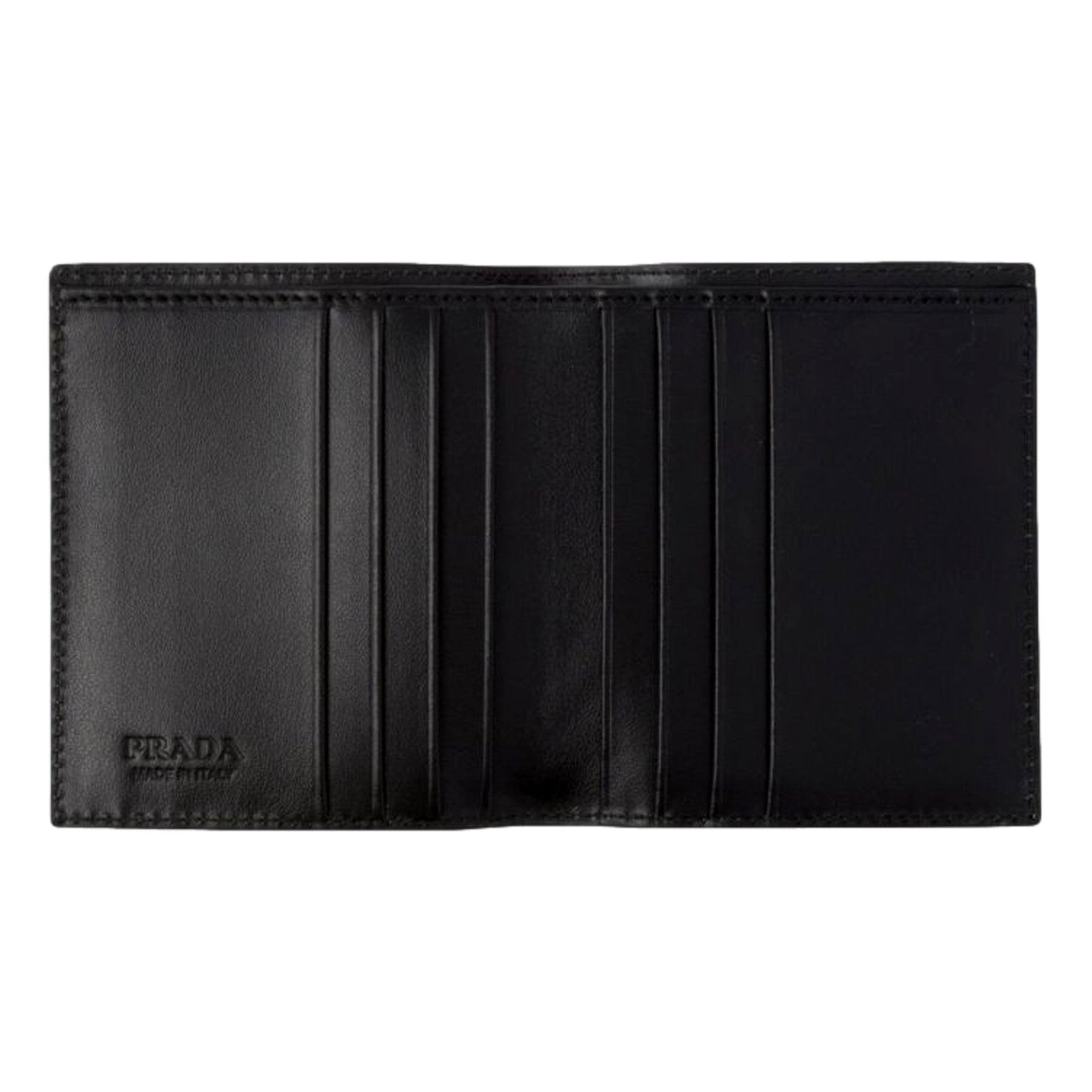 Luxury PradaSpazzolato Foldover Card Wallet Metallic Silver Embossed Leather