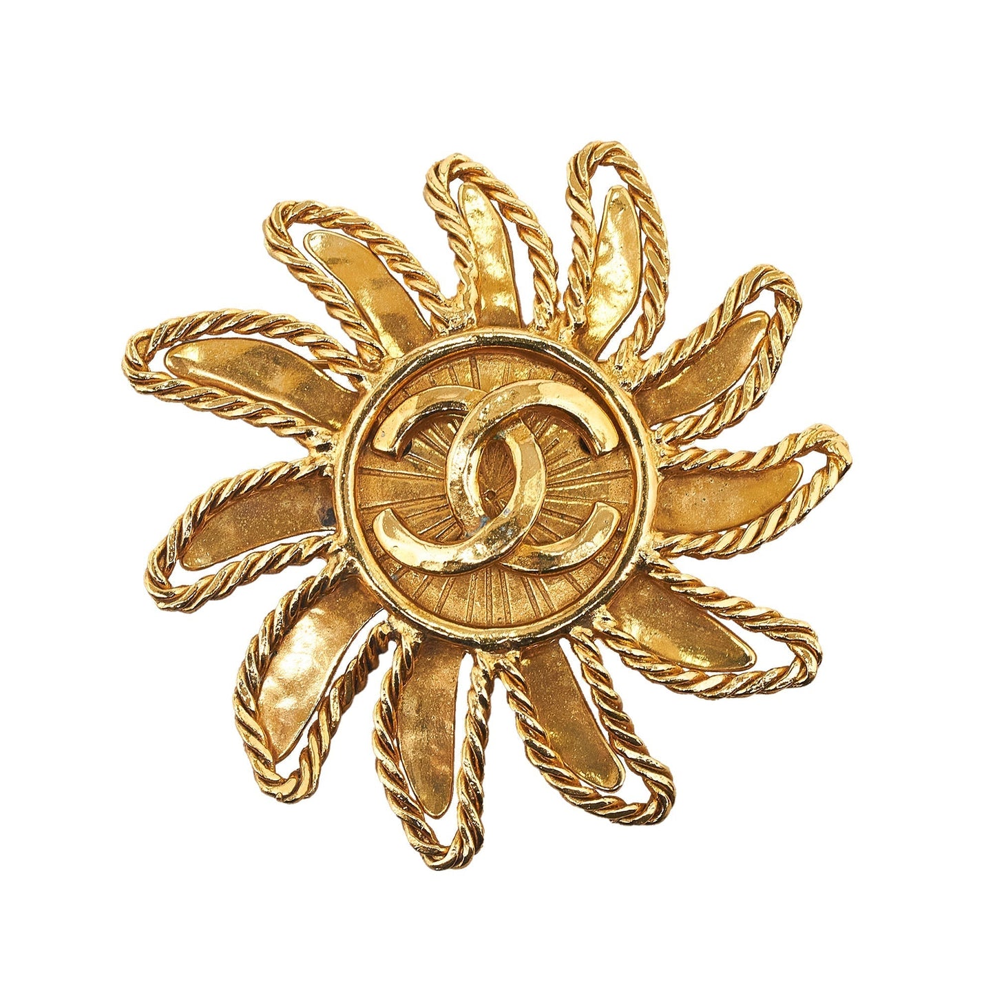 Luxury Chanel CC Sun Motif Brooch Costume Brooch