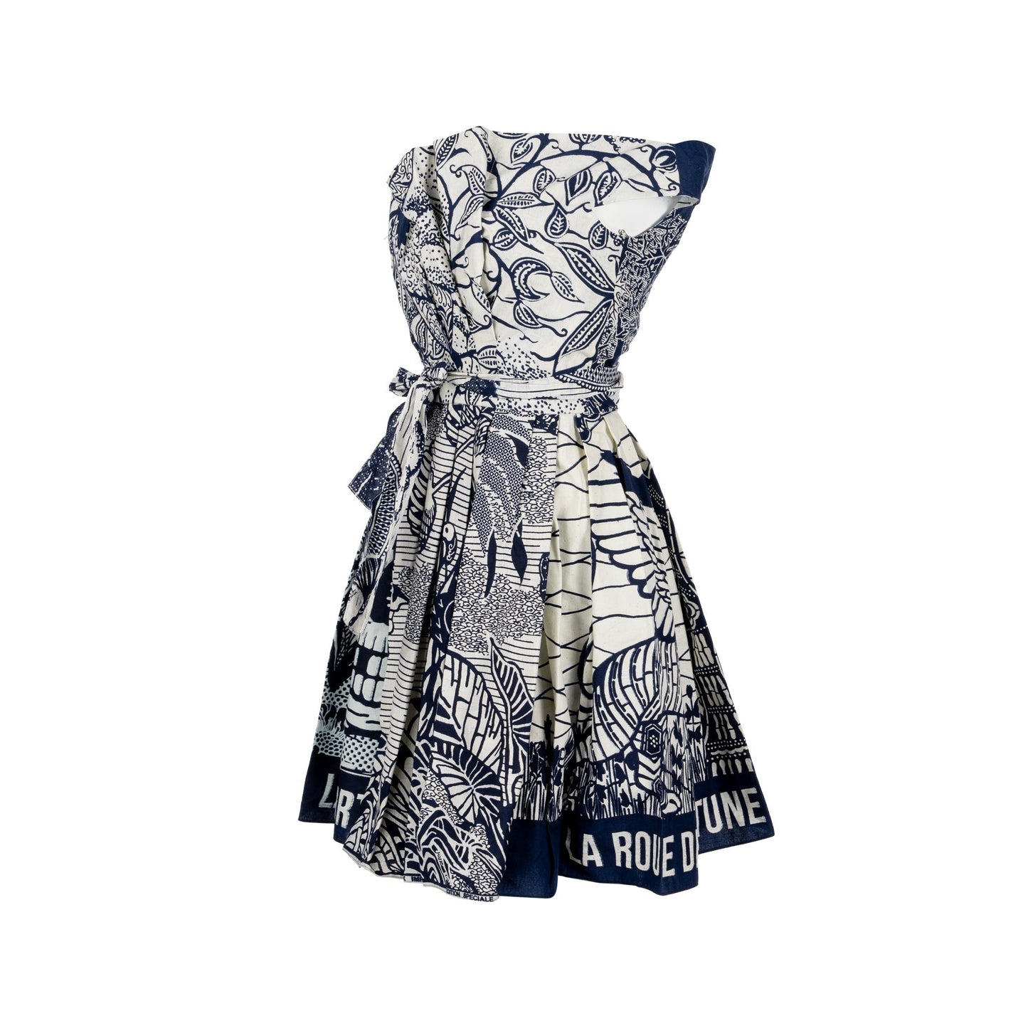 Luxury Dior Size 34 Dress Fantaisie Cotton Navy/White