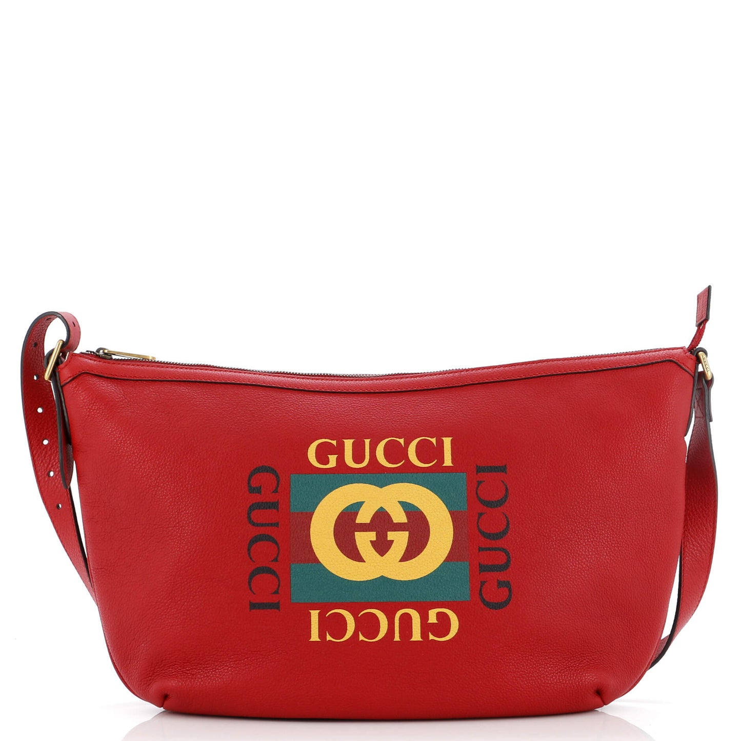 Luxury Gucci Trending 2025 Logo Half-Moon Hobo Printed Leather