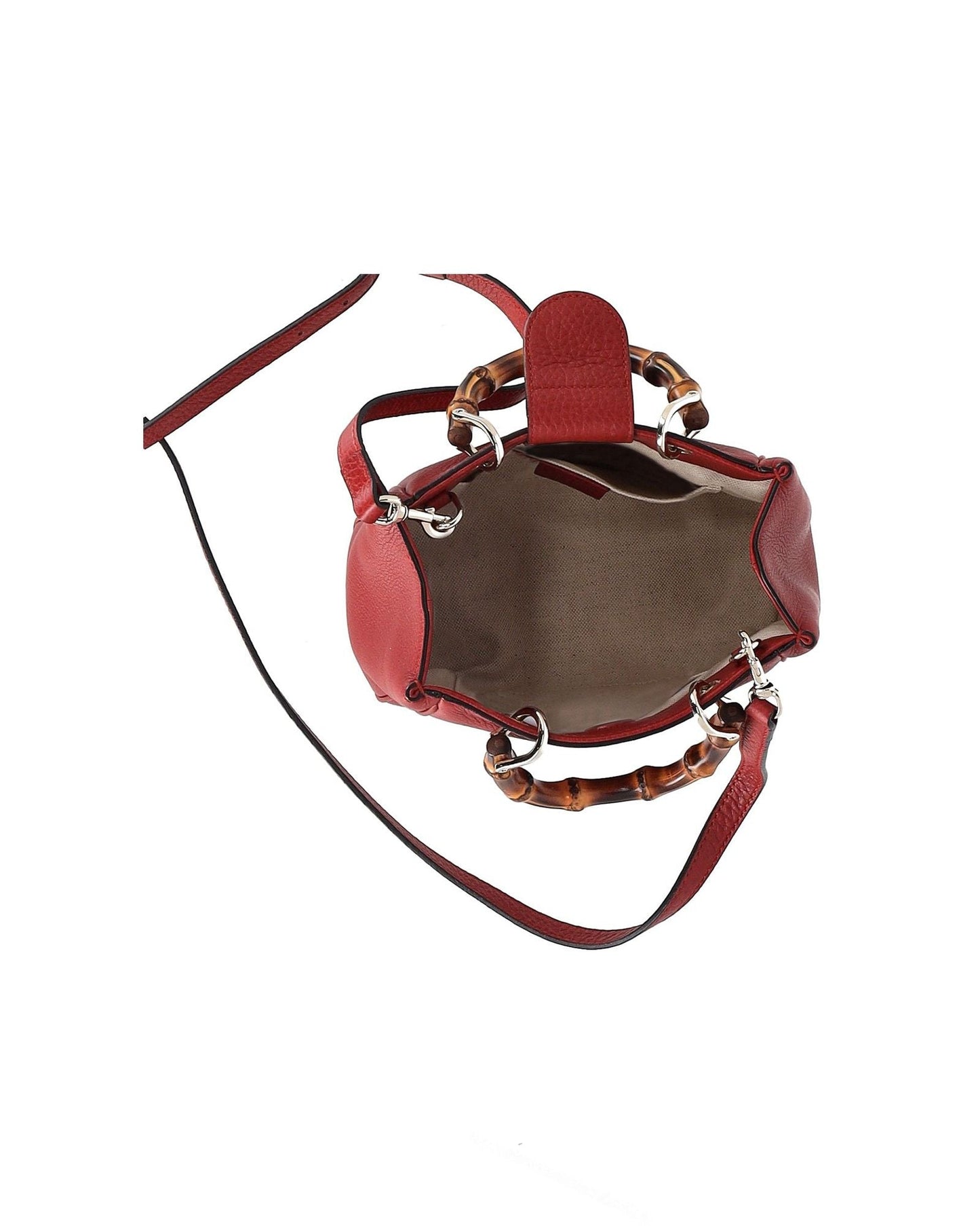 Gucci Mini Bamboo Shopper Tote in Red Calfskin Leather