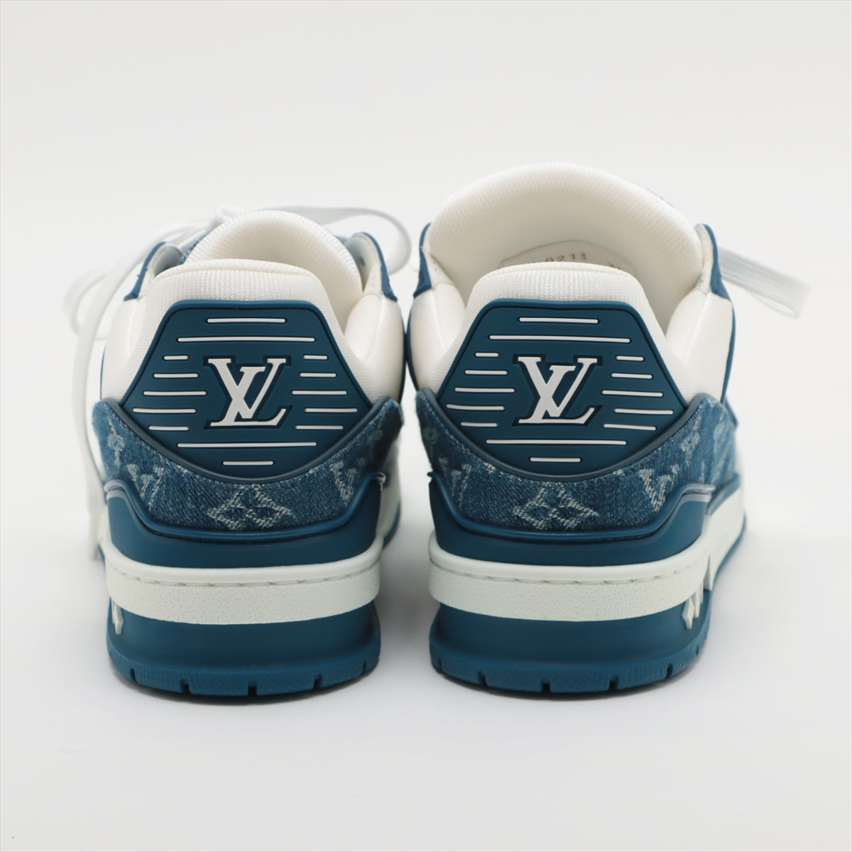 Louis Vuitton LV Trainer Line 23 Years Denim x Leather Sneaker 7 1/2 Men Blue x White BM0213 Monogram Denim X