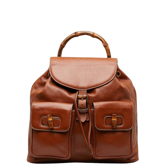 Gucci Bamboo  Leather Backpack Bag ()