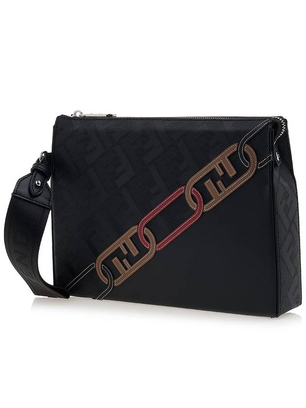Luxury Fendi Men's O Lock FF Chain Print Clutch Bag Back