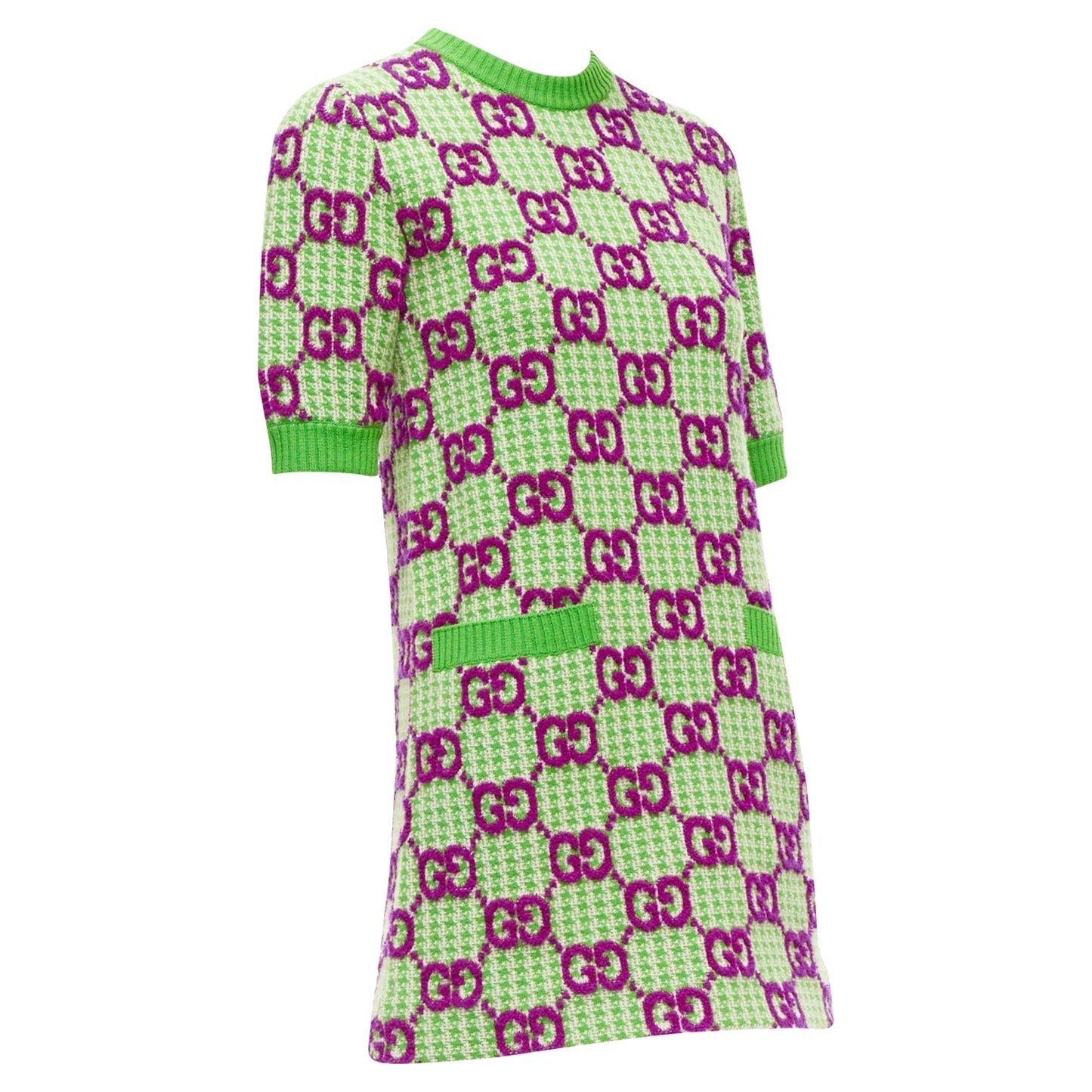 Gucci wool monogram jacquard crew sweater dress