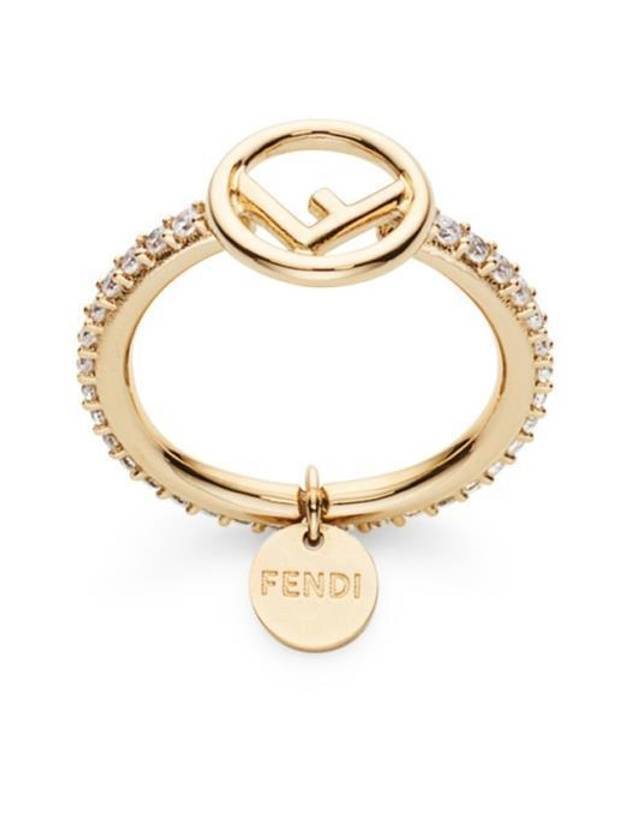 Luxury Fendi F Logo Crystals Ring Gold