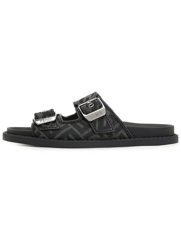 Luxury Fendi Men's Peel Jacquard Fabric Sandals Black