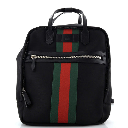 Luxury Gucci Trending 2025 Top Handle Web Backpack Techno Canvas Medium